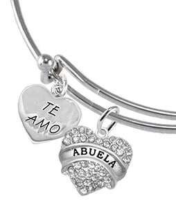 Te Amo Abuela Adjustable Bracelet, Hypoallergenic, Safe - Nickel & Lead Free