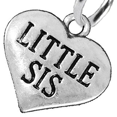 Little Sis Heart Charm Post Earrings ©2016 Hypoallergenic, Safe - Nickel, Lead & Cadmium Free!