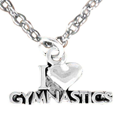 I Love Gymnastics Necklace, Adjustable, Hypoallergenic, Nickel, Lead & Cadmium Free