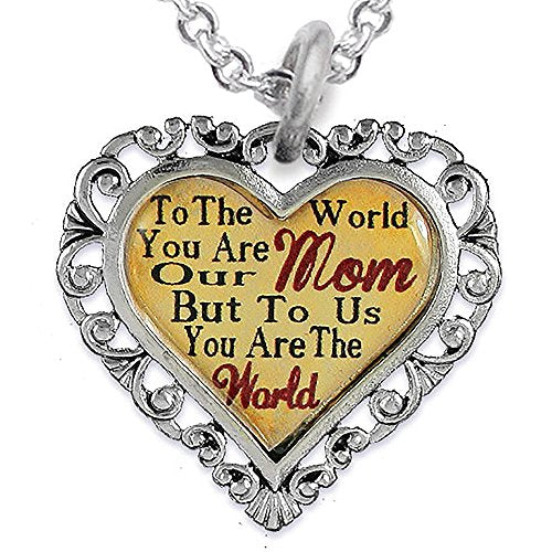 Mom Heart Charm Necklace, Hypoallergenic, Adjustable, Safe, Nickel, Lead & Cadmium Free