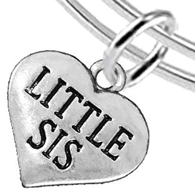 Little Sis Heart Charm Bracelet ©2016 Adjustable, Safe, Nickel & Lead Free!