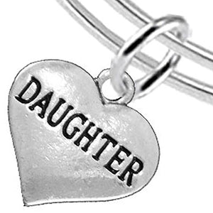Daughter Heart Charm Bracelet ©2016 Hypoallergenic, Adjustable, Safe, Nickel, Lead & Cadmium Free!
