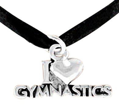 I Love Gymnastics Necklace, Adjustable, Hypoallergenic, Nickel, Lead & Cadmium Free!