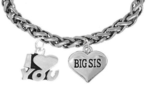 Big Sis I Love You Wheat Chain Bracelet, Hypoallergenic, Safe - Nickel & Lead Free