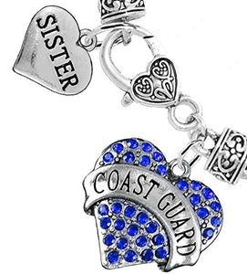 Coast Guard "Sister" Heart Bracelet, Will NOT Irritate Anyone with Sensitive Skin Safe - Nickel Free