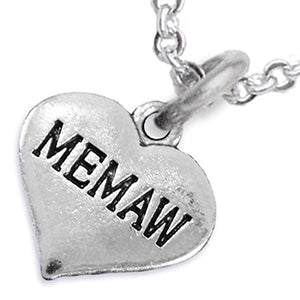 Memaw Heart Charm Necklace ©2016 Hypoallergenic, Adjustable, Safe, Nickel, Lead & Cadmium Free!