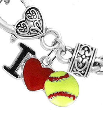 I Love Softball Bracelet ©2016 Hypoallergenic, Safe - Nickel, Lead & Cadmium Free!