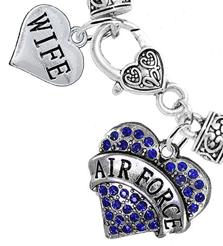Air Force Wife Heart Bracelet, Will NOT Irritate Anyone with Sensitive Skin. Nickel & Lead Free