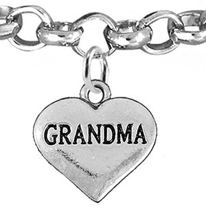 Grandma Heart Charm Bracelet ©2016 Hypoallergenic, Adjustable, Safe, Nickel, Lead & Cadmium Free!