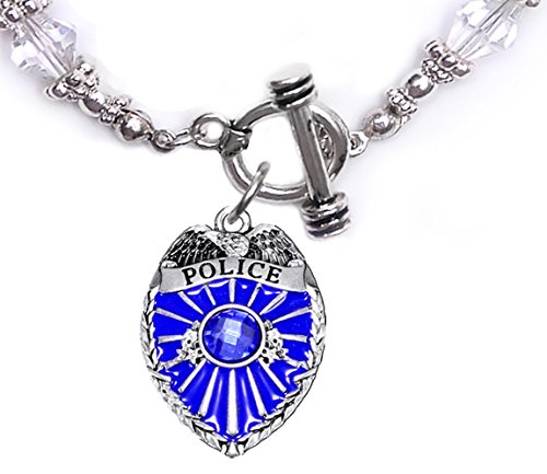 Perfect Gift, Policeman Badge Clear Crystal Bracelet Hypoallergenic Safe - Nickel & Lead Free,
