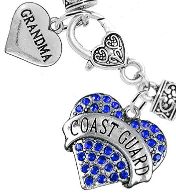 Coast Guard Grandma Heart Bracelet, Will NOT Irritate Anyone with Sensitive Skin. Safe - Nickel Free