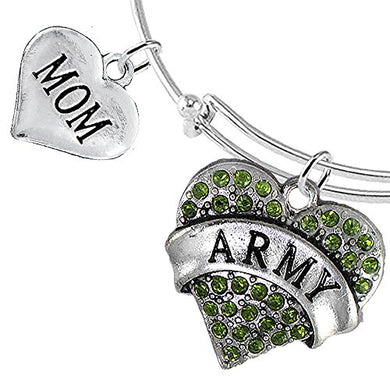 ArMy Mom Heart Bracelet, Adjustable, Will NOT Irritate Anyone with Sensitive Skin - Nickel Free