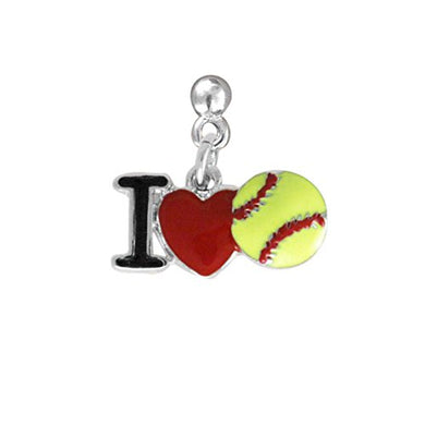 I Love Softball Heart, Post Earring