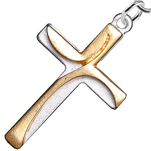 Two-Tone Matte Gold & Silver Contemporary Cross Fishhook Earrings Safe - Nickel & Lead Free
