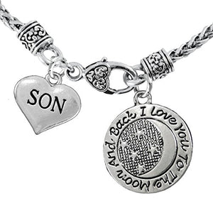 Son ""I Love You to The Moon & Back"" Necklace Hypoallergenic, Safe - Nickel, Lead & Cadmium Free