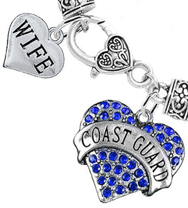 Coast Guard Wife Heart Bracelet, Will NOT Irritate Anyone with Sensitive Skin. Nickel & Lead Free