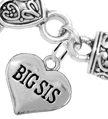 Big Sis Heart Charm Bracelet ©2016 Hypoallergenic, Safe, Nickel, Lead & Cadmium Free!
