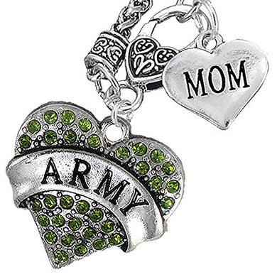 ArMy Mom Heart Necklace, Will NOT Irritate Anyone with Sensitive Skin. Safe - Nickel & Lead Free