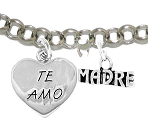 Te Amo Madre Adjustable Bracelet, Hypoallergenic, Safe - Nickel & Lead Free