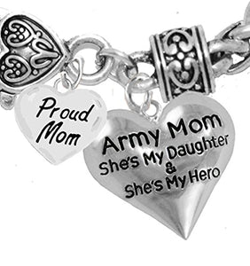 Army Enlisted "Daughter", Proud "Mom", My Daughter Is My Hero, Safe - Nickel & Lead Free