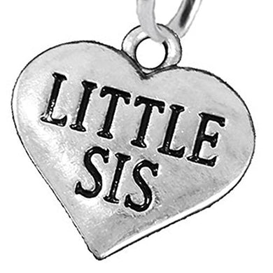 Little Sis Heart Charm Fishhook Earrings ©2016 Hypoallergenic, Safe - Nickel, Lead & Cadmium Free!