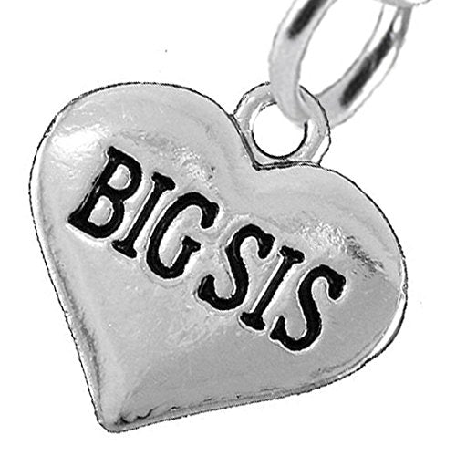 Big Sis Heart Charm Post Earrings ©2016 Hypoallergenic, Safe - Nickel, Lead & Cadmium Free!