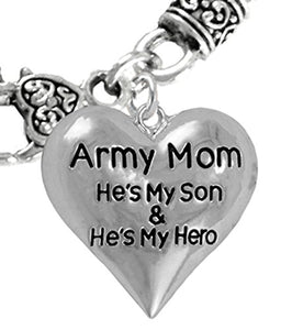 ArMy Mom, He's My Hero, Hypoallergenic Wheat Chain Necklace, Safe - Nickel & Lead Free