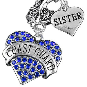 Coast Guard "Sister" Heart Necklace, Will NOT Irritate Anyone with Sensitive Skin Safe - Nickel Free