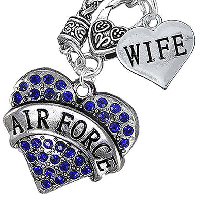 Air Force Wife Heart Necklace, Will NOT Irritate Anyone with Sensitive Skin. Safe - Nickel Free