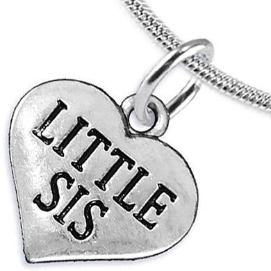 Little Sis Heart Charm Necklace ©2016 Adjustable, Safe, Nickel & Lead Free!