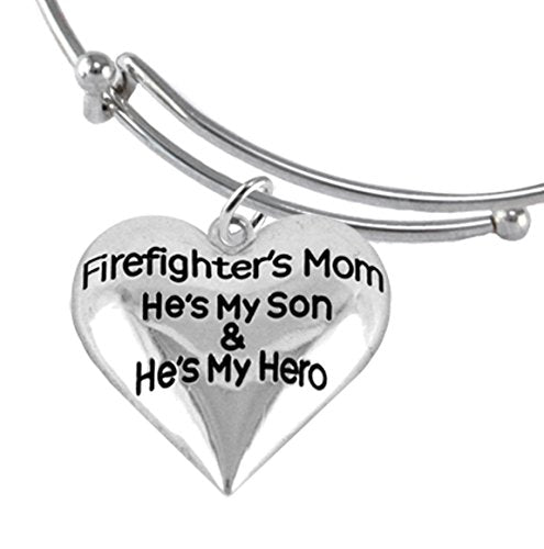 Firefighter, My Son Is My Hero Bracelet, Adjustable Hypoallergenic, Safe - Nickel & Lead Free
