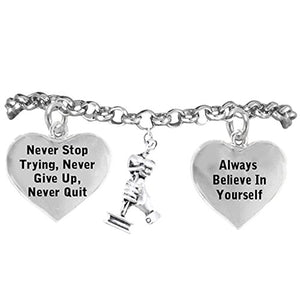 Theater Drama Bracelet, "Academy Award", "Never Give Up" Adjustable, Nickel & Lead Free