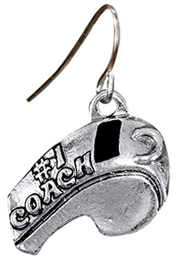 #1 Coach Whistle Charm Fishhook Earrings ©2009 Hypoallergenic, Safe - Nickel, Lead & Cadmium Free!