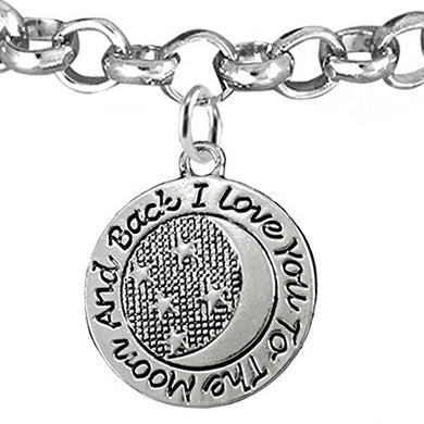 I Love You to The Moon & Back Adjustable Bracelet, Hypoallergenic - Safe - Nickel & Lead Free
