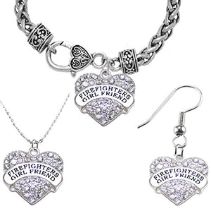Firefighter's Girlfriend Necklace, Earring, and Bracelet Set, Hypoallergenic - Nickel & Lead Free