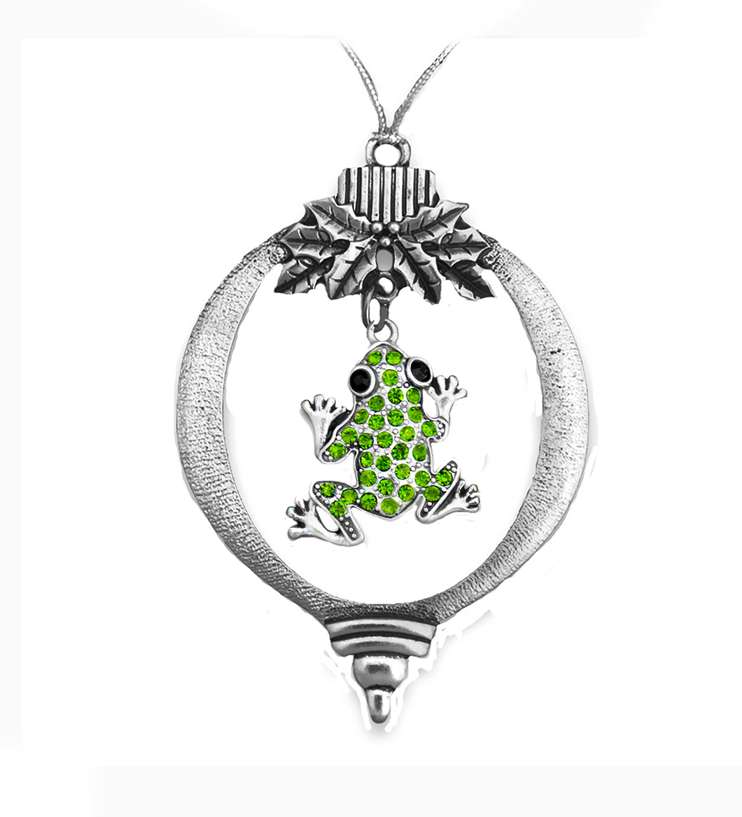Christmas Ornament, Green Tree Frog, Changes Color In Different Light, With Tree Attachment, Great Gift! Super Fast Shipping.©2015 ©2021