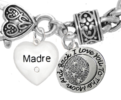 Mom, Madre Crystal Heart, I Love You To The Moon And Back, No Nickel. Lead, Cadmium  1891-1818B1