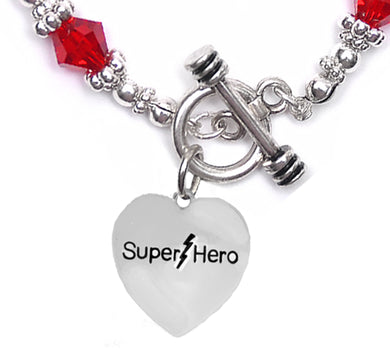 Super Hero, Red Crystal Bracelet, Hypoallergenic,No Nickel. Lead, Or Poisonous Cadmium  1910B16