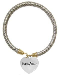 Super Hero Heart,Two-Tone Cable Bracelet, No Nickel. Lead, Or Poisonous Cadmium. 1910B24