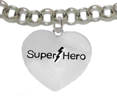 Super Hero Heart Charm, Adjustable Bracelet, No Nickel. Lead, Or Poisonous Cadmium 1910B2
