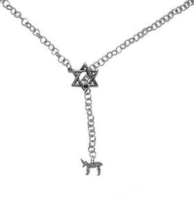 Jewish Chai, The Symbol of Life, Through A Star of David, Rolo Chain Necklace - Safe, Nickel Free