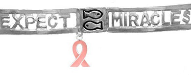 Breast Cancer Expect Miracles, The Original, Safe - Nickel & Lead Free, Stretch Bracelet
