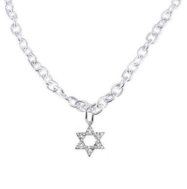 Jewish Crystal Star of David On a Toggle Cable Chain Necklace, Safe - Nickel & Lead Free