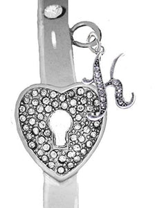 It Really Locks! The Key to My Heart, "Initial K", Cuff Crystal Bracelet - Safe, Nickel & Lead Free