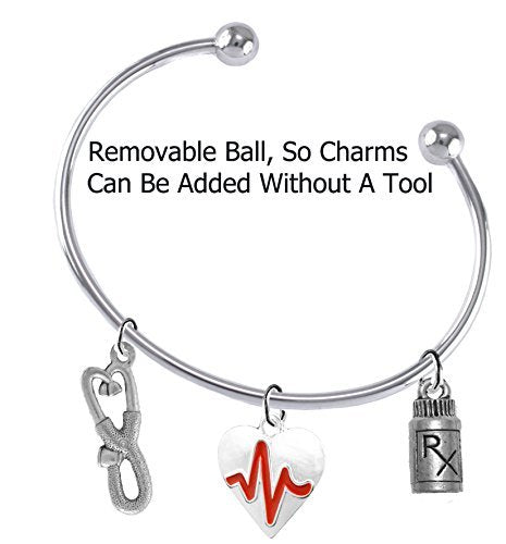 Heartbeat, Nurse Add a Charm Bracelet, Hypoallergenic, Safe - Nickel & Lead Free