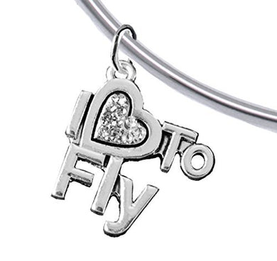 I Love to Fly, Adjustable, Charm Bracelet, Removable Ball, Add Charms Without Tools. Nickel Free