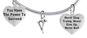 Never Stop Trying, Never Give Up, Swimming" 3 Charm Adjustable Bracelet, Safe - Nickel & Lead Free