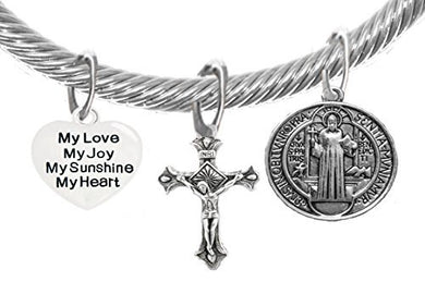 Saint Benedict Protective Charm, My Love, My Joy, Crucifix, My Sunshine, My Heart & Prayer Bracelet