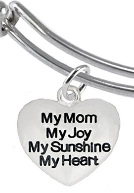 Message My Mom, My Joy, My Sunshine, My Heart, Adjustable Bracelet - Nickel & Lead Free