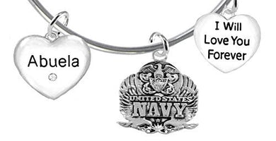 Abuela, I Will Love You Forever, Navy Hypoallergenic, Safe - Nickel & Lead Free